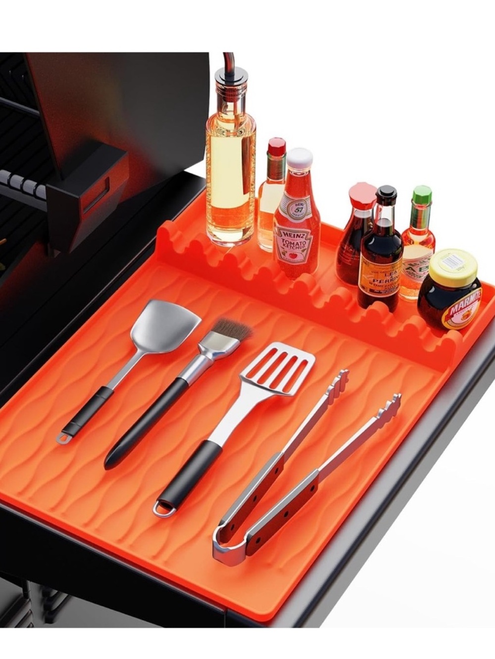 Silicone Griddle Tools Mat 15" × 11.5" Side Shelf Spatula Mat with Drip Pad